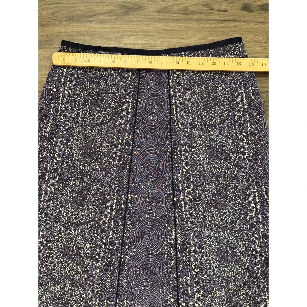 Tory Burch Skirt 8 Purple Paisley Fluted A-Line Above Knee Preppy Quiet Luxury
